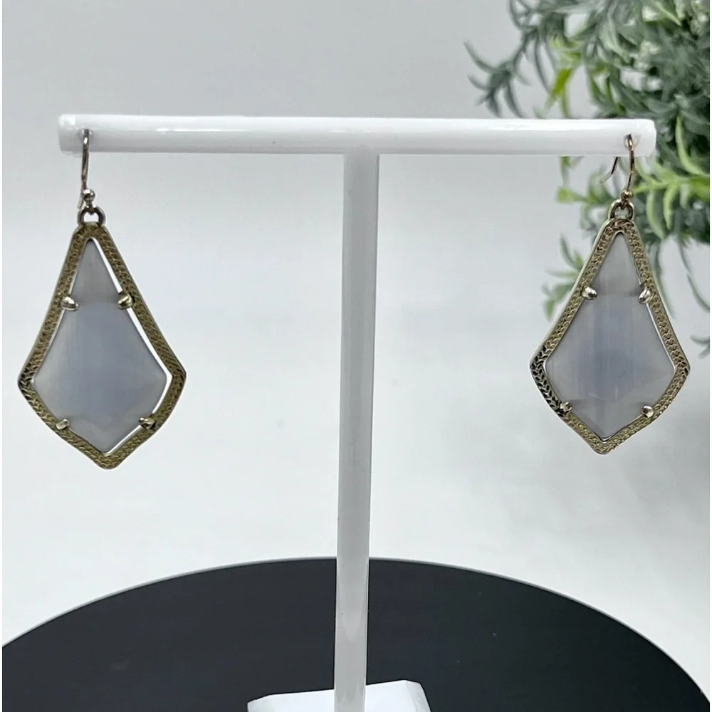 Kendra Scott Alex Slate‎ Cat’s Eye 14K Gold Plated French Wire Earrings